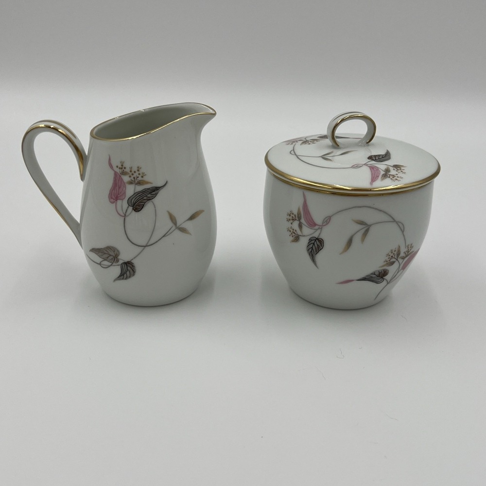 Noritake China‎ Arden 5603 Creamer and Sugar Bowl Set Vintage Gold Trim Japan